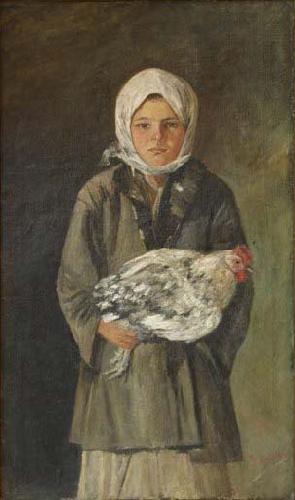  Girl holding a chicken
